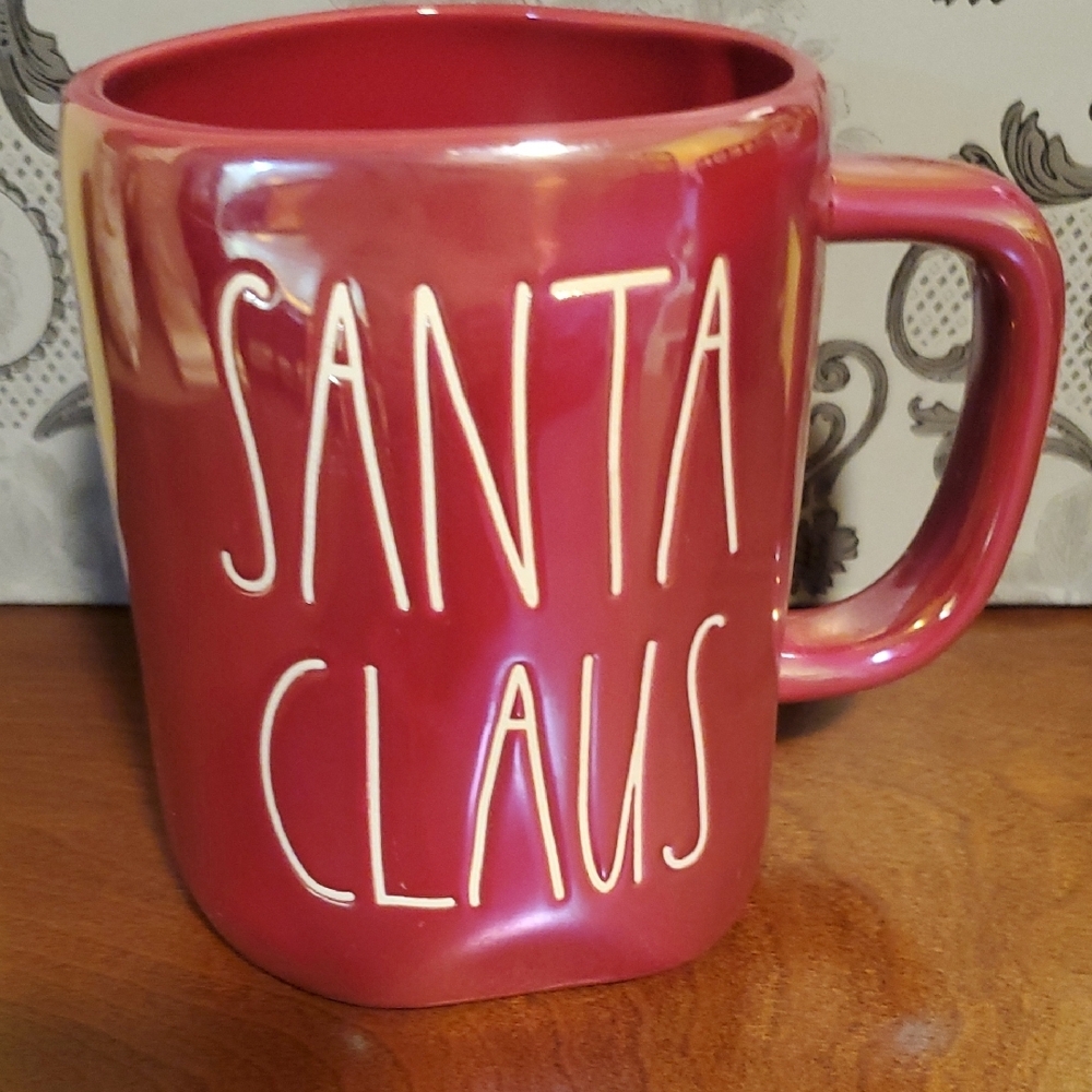 Rae Dunn Irridescent Red Ceramic Mug - Santa Claus Design